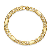 Gold Solid & Open Fish Eye Link Bracelet - Dracakis Jewellers